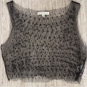 Hot & Delicious Sheer Black Beaded Crop Top